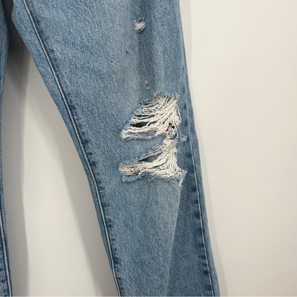 Levi's 501 Light Wash Faded Distressed Ripped Straight Leg Buttondown Denim Jean - Picture 4 of 15
